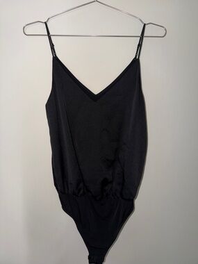 Express Black V-Neck Bodysuit with Adjustable Straps
